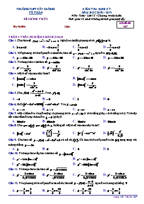 Đề kiểm tra định kì môn Toán Lớp 12 (Chương trình chuẩn) - Mã đề 167 - Năm học 2018-2019 - Trường THPT Cây Dương